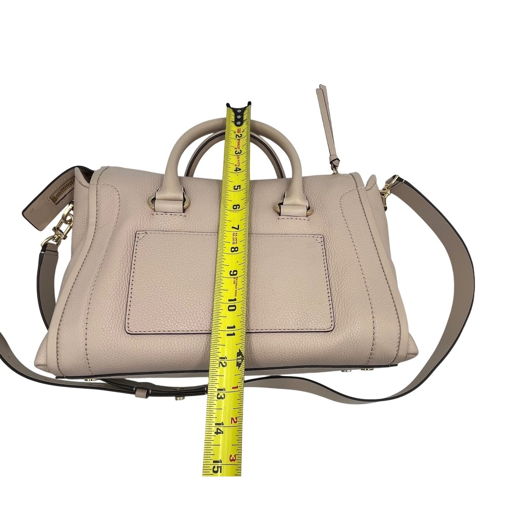 Michael Kors Carine Md Pebbled Leather Satchel Bag Blush Pk Gold Tone HW KPN666 - Picture 9 of 9